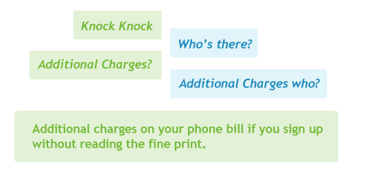 Knock Knock, Who's there?, Additional charges, Additional charges who?, Additional charges that might surprise you if you don’t read the fine print.