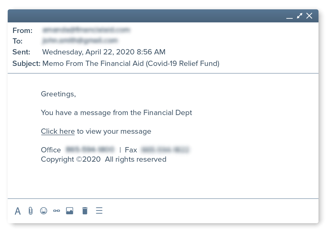 Example of phishing email