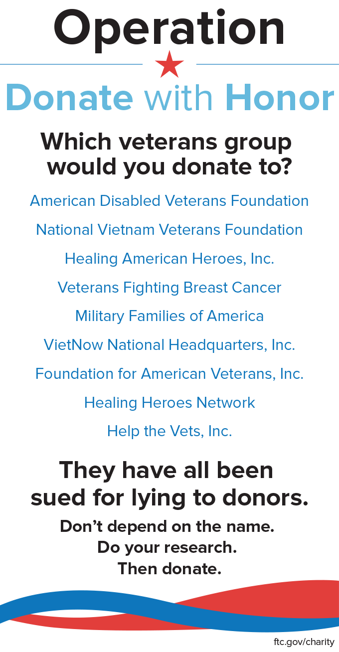 giving to charities that help veterans | consumer information