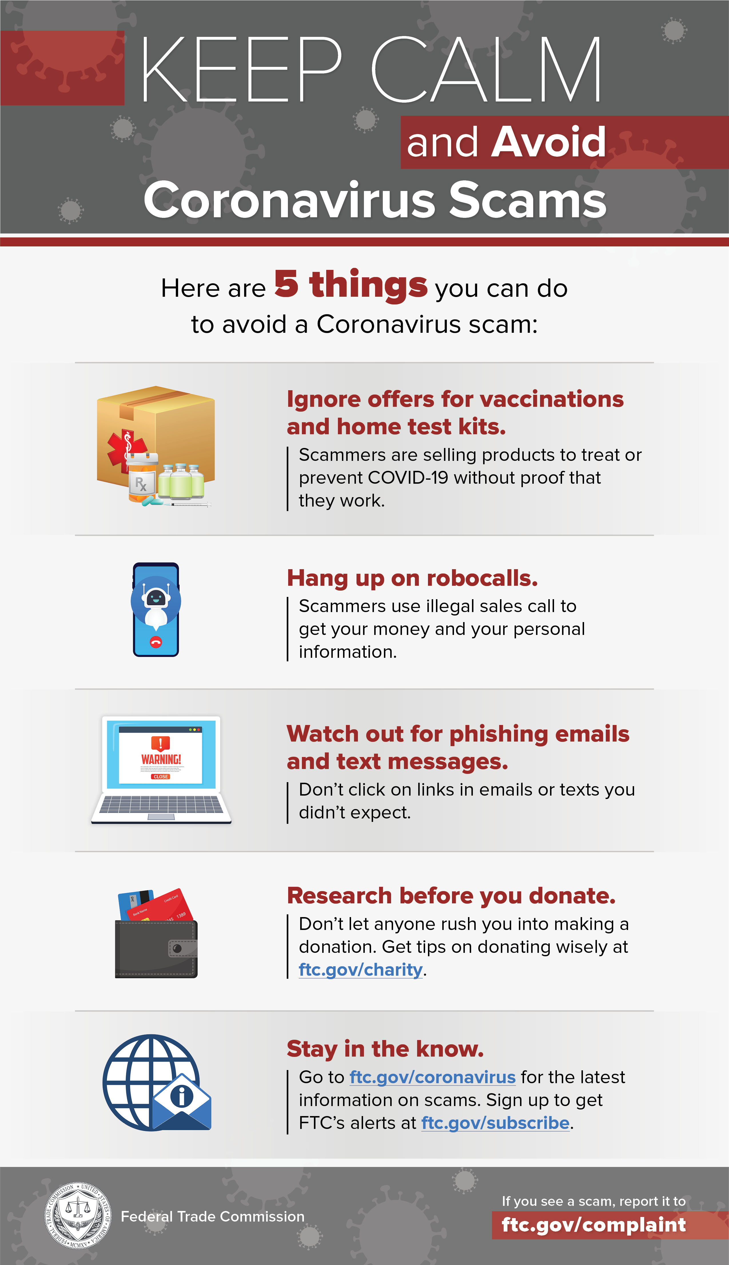 Infographic for Keep Calm and Avoid Coronavirus Scams