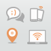 icons of various online activities and mediums