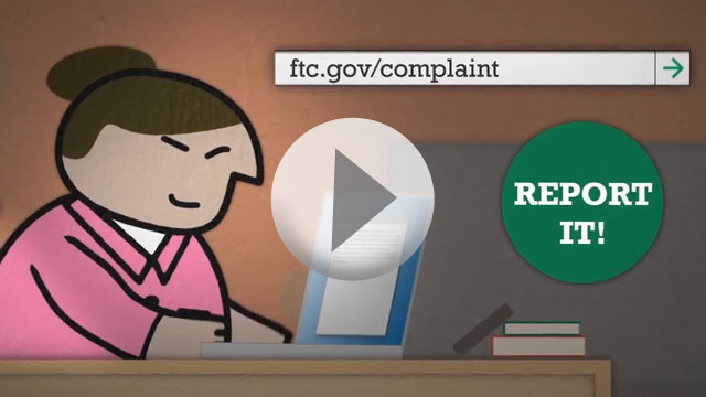 woman at computer filing a complaint with the FTC