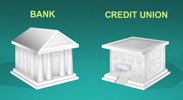 A bank and a credit union
